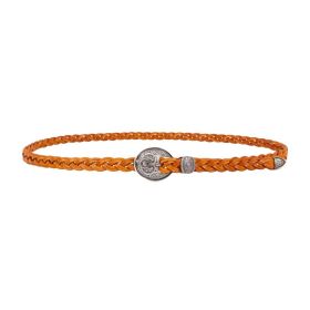 Camel Handmade Braided Belt Slender Belt Waist Belt Narrow Leather Belts Skinny