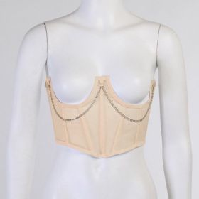 Sexy Corset Underbust Women Gothic Corset Top Curve Shaper Modeling Strap Slimming Waist Belt Chain Lace Corsets Bustiers (Color: brown, size: L)