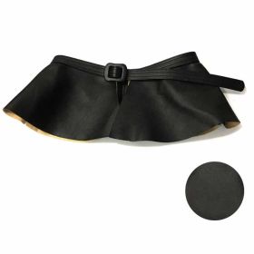 Wide Gold Belt Women Corset Metal Decorated Belts Pu Leather Ruffle Skirt Peplum Waistband Cummerbunds Female Dress Strap Girdle (Color: Black)